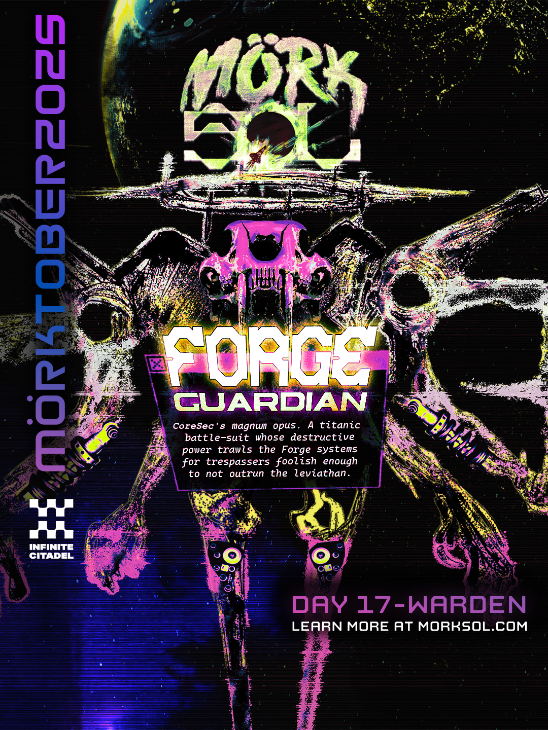 A massive construct of alien bone and human metal radiates power as it drifts through space.