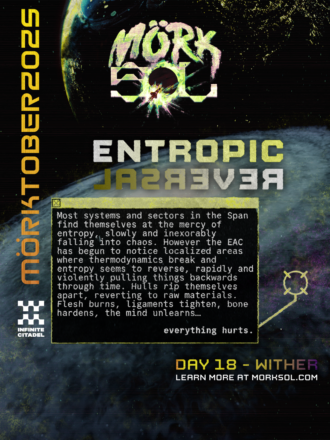 A rendering of the Span, a large but slowly waning spiral galaxy, shows signs of anomolous thermodynamic activity.