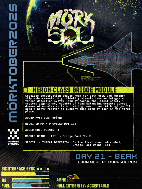 A schematic of a Mörk Sol skip is rendered with diagnostic information branching out of it.
